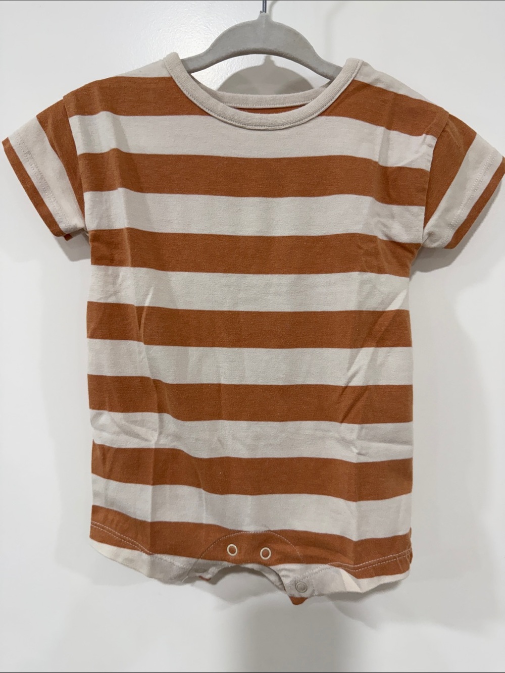 Cat & Jack Baby Striped Short-Sleeve Romper in Rust & Cream 0-3M